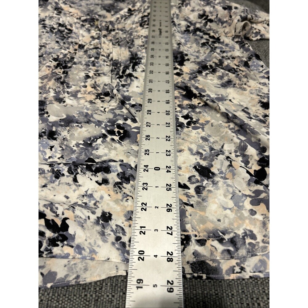 Rose Olive Blouse 2X Blue Abstract Floral Classic Casual Workwear Office Career - Picture 13 of 13